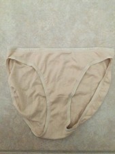 NWT VICTORIA'S SECRET L BEIGE NUDE LOGO WAISTBAND RARE LOW RISE BIKINI PANTIES