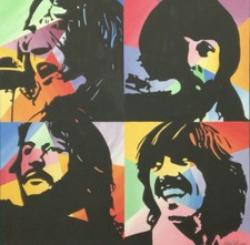 Original Hand Painted The Beatles Canvas 24 X 24 Painting Let It Be 1 Lp Art
