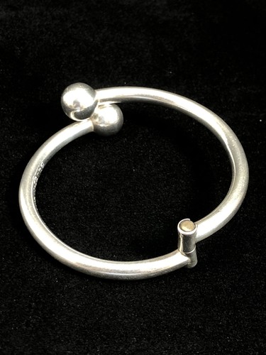 Brazalete de colección Taxco México plata esterlina 925 bola bypass bisagras firmado - Imagen 3 de 11