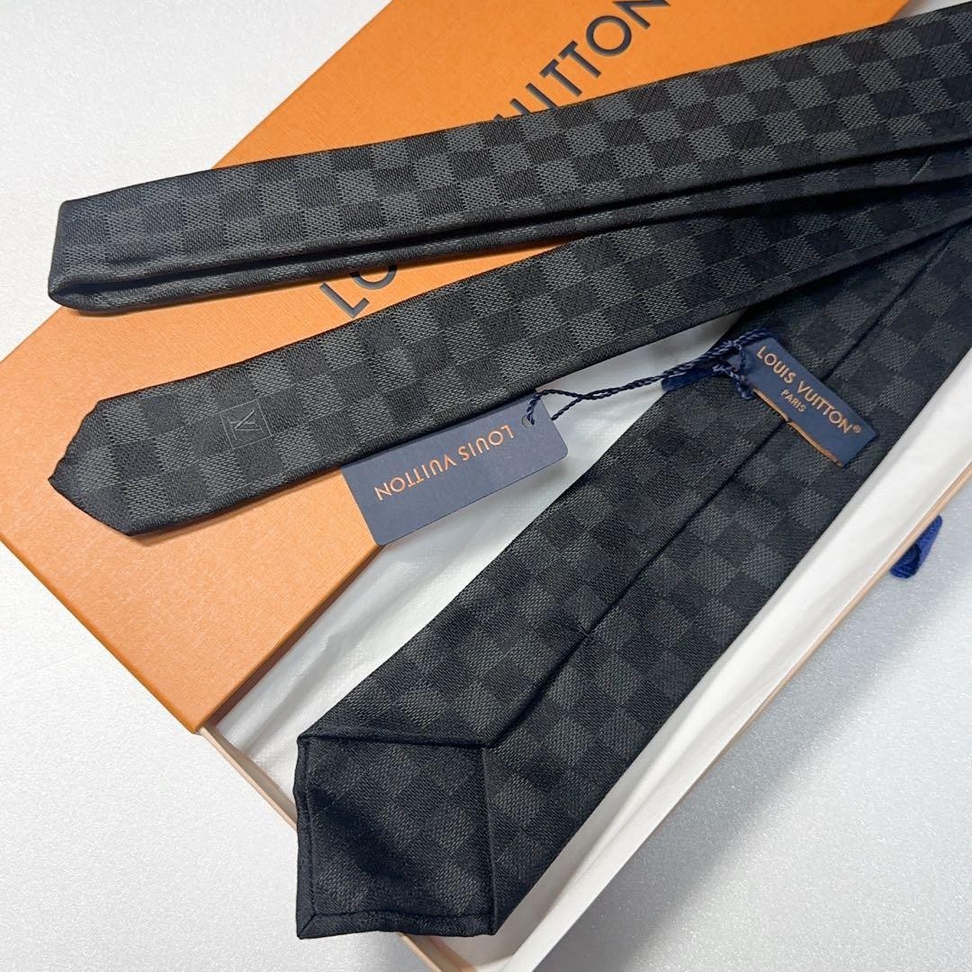 Louis Vuitton Damier Silk Tie Black Unused with Box & Tag | eBay