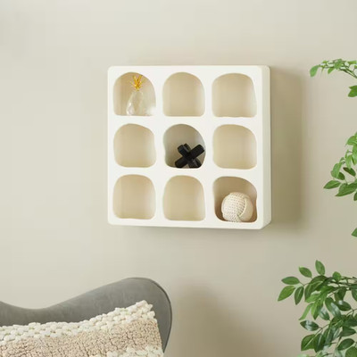 19 In. W X 5 In. D Cream Wood Geometric Decorative Wall Shelf