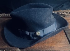Classic Vintage Stetson Wool Fedora Hat Dark Navy Blue Size 7 1/4