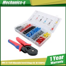 Self-adjustable Ratchet Wire Crimping Tool Crimper Plier Set W/ 1200PCS Ferrules