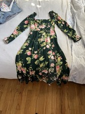 Reformation Green Floral Midi Dress Size 0