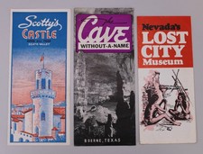 Three 1960's Tourist Pamphlets Scotty's Castle Cave Without a Name Lost City