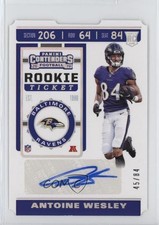 2019 Panini Contenders Rookie Ticket Stub /84 Antoine Wesley #187 Auto h3a