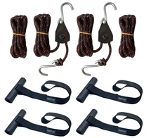 FishYuan Kayak & Canoe Tie-Down Set – Sentry Ratchet Bow & Stern Ropes (2-Pack)