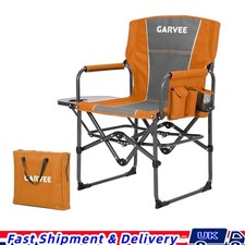 Folding Directors Chair with Side Table & Side Pocket, Orange