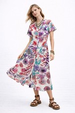 ANTHROPOLOGIE TUGBOAT Printshop Azores Multicolor Floral Maxi Dress boho M