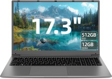 SGIN 17.3" Laptop 12GB RAM + 512GB SSD 8000mAh 4-Core Computer WIFI5 Windows 11