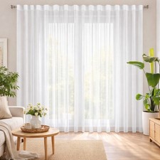 Gardine Voile Weiß Wellenband mit Schlaufen Maßanfertigung Auspacken & Aufhängen