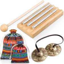 2 Sets Meditation Instruments Include Tibetan Tingsha Cymbals and Three Tone ...