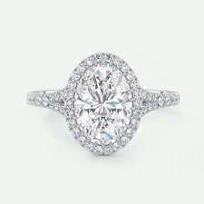 Diamond Wedding Ring 14k White Gold 2.60 Carat Oval IGI Lab Grown E F VVS2