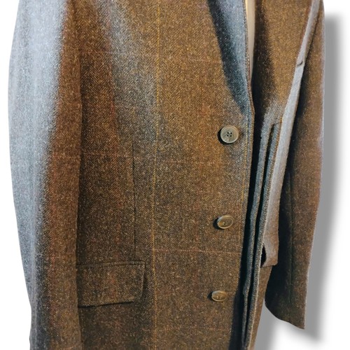 M&S Luxus Herren Moon Tweed Mantel Gr. L braun reine Wolle kariert Kragen - Bild 16 von 20