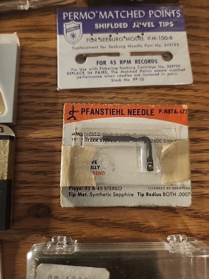 Vintage Lot of Cartridge Record Player Parts Diamond Astatic Permo ETC