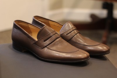 Bally Dracil Moro Brown Goat Grained Shoes Penny Loafers US  display picture 2