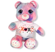 Build a Bear Pastel 17  Tie Dye Pink Purple Big Eyes Plush Hearts W/ XOXO Shirt