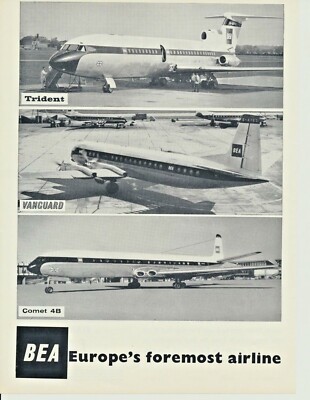 British European Airways Werbung - Trident, Vanguard & Comet 4B
