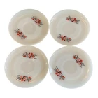 Lot of 4 Beautiful Vintage Fire King Primrose Saucers USA Red Pink Floral Flower