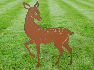 Rostiger Metall Garten Hirsch Rentier Hirsch Pfahl Rasendekoration Ornament Statue