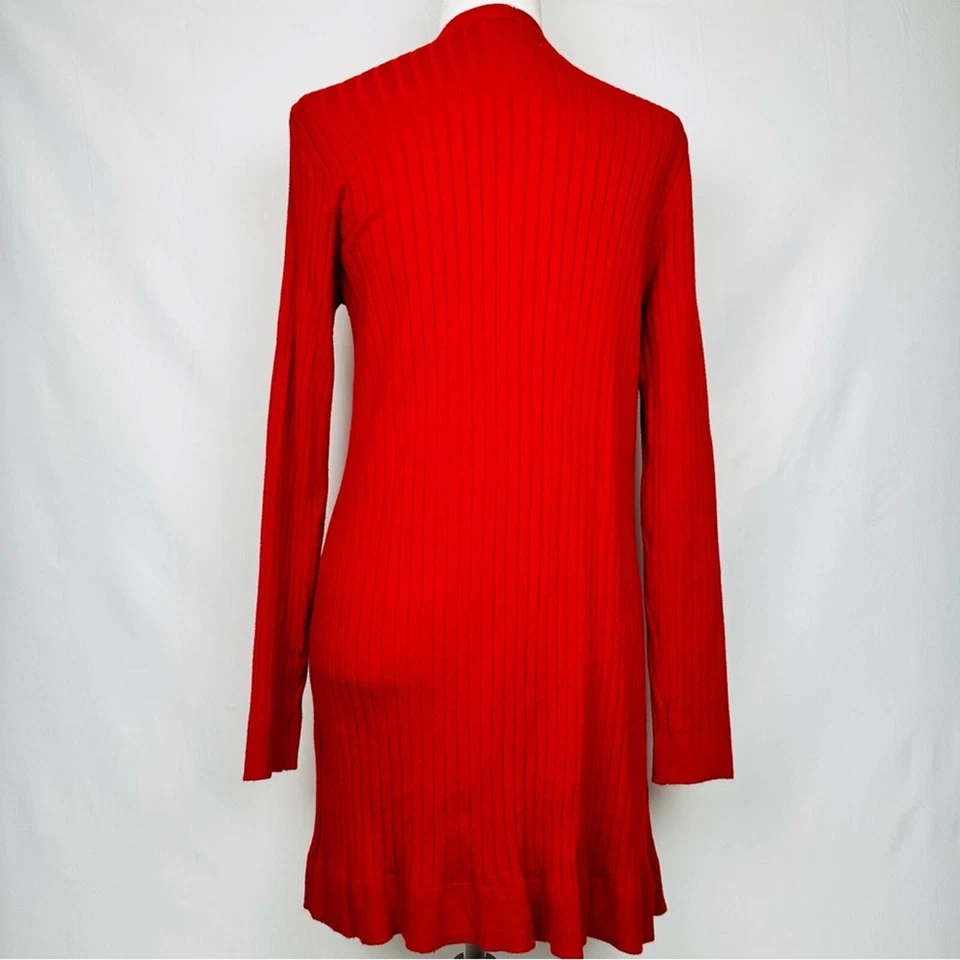 Maison Jules Women's Ribbed Open Cardigan Sweater Red Size: Large - Image 3 of 4