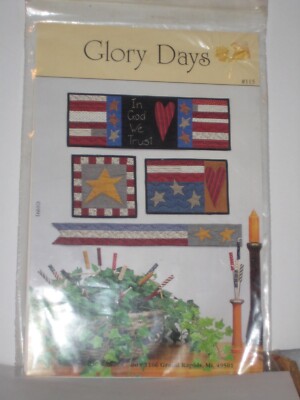4th of July Mini Quilts Glory Days In God We Trust Stars Red White Blue 7x22''