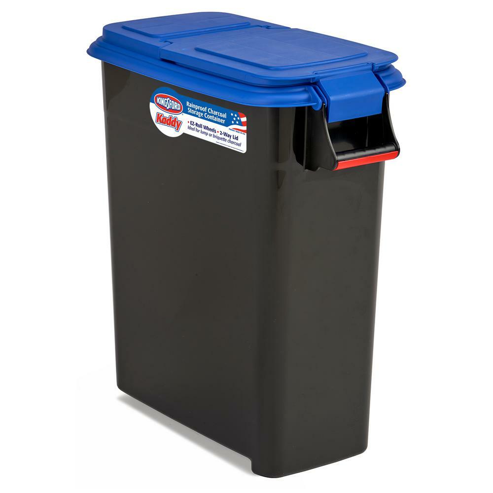 Kingsford Black/Blue Extra-Large Plastic Kaddy Charcoal Dispenser Storage  55 lbs
