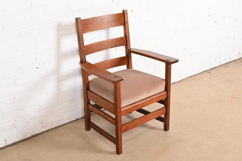 L. & J. G. Stickley Antique Mission Oak Arts & Crafts Armchair, Circa 1900 - Picture 4 of 10