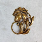 Large 2" Vintage Gold Tone Flower Brooch Costume Jewelry
