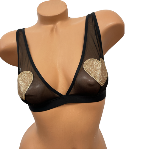 Sujetador Triángulo Monki sin acolchar transparente lencería oro corazón EU S | eBay