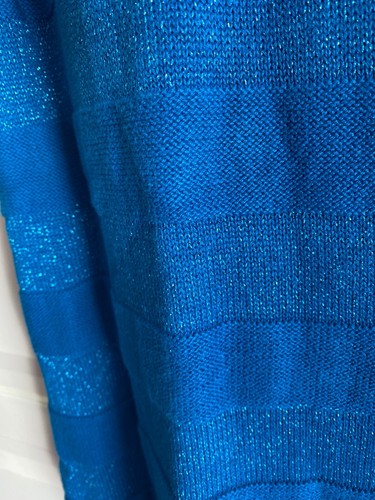 Hanna Andersson Sweater Dress Girls 140 Blue Metallic Ivory Scalloped - Picture 6 of 8