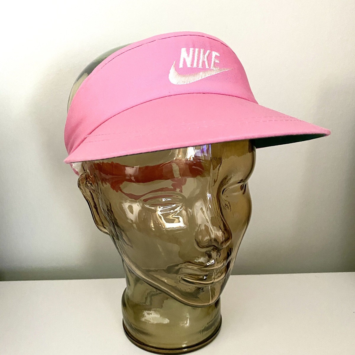Nike Pink Vintage Golf Visor Swoosh Logo Wide Front 90s Rare  display picture 3