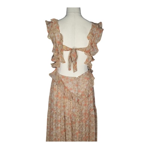 Bardot Simona Floral Dress In Tan Ditsy Womens AU/8 US/4 Midi Chiffon NWT - Picture 7 of 10