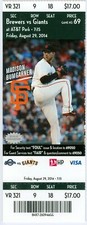 2014 Giants vs Brewers Ticket: Buster Posey 5-for-5 with 3 RBIs/Gregor Blanco HR