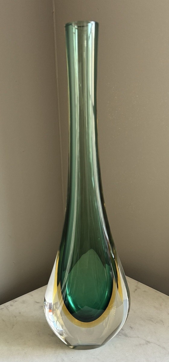 AMBER MURANO Glass TEARDROP Vase By FLAVIO POLI For Seguso Vetri d