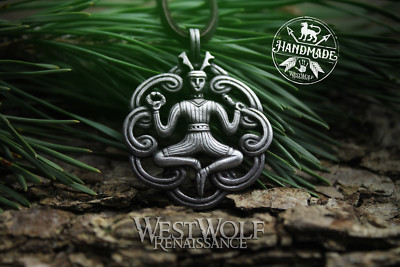 Celtic Cernunnos the Forest God Pendant / Amulet -- Celt/Medieval/Silver/Jewelry