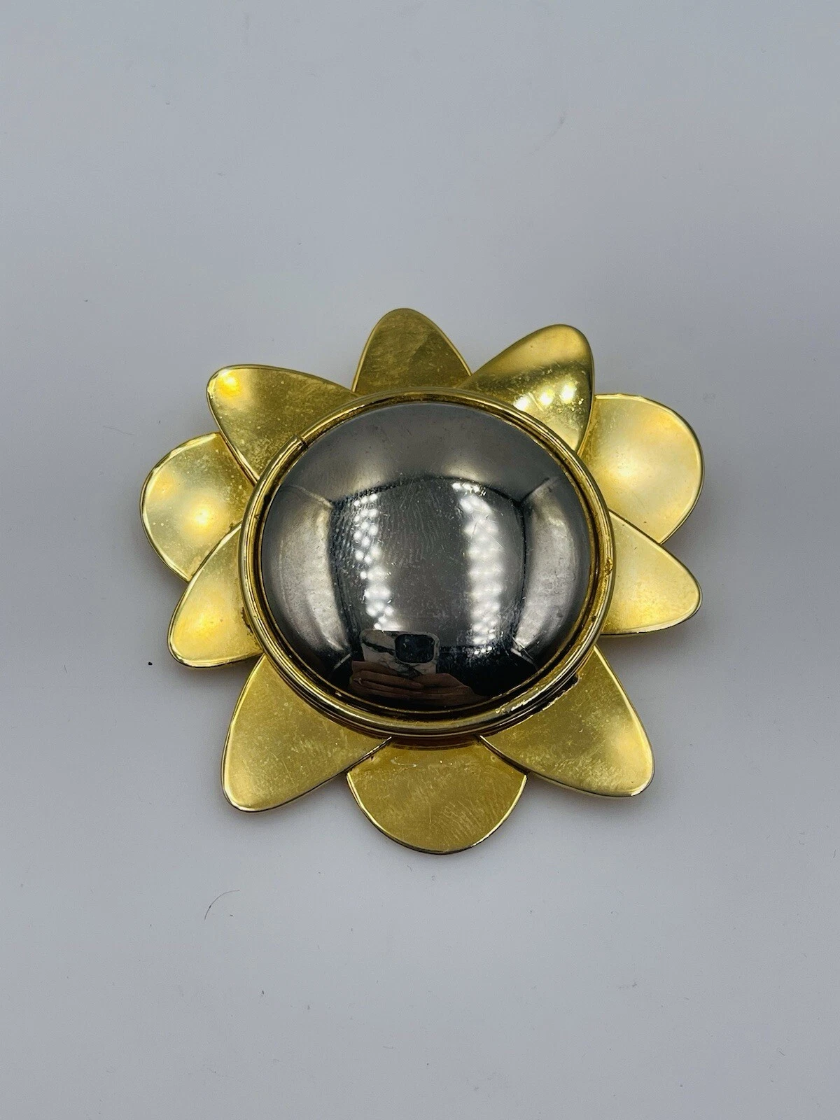 Givenchy ciondolo spilla grande girasole placcato oro vintage
