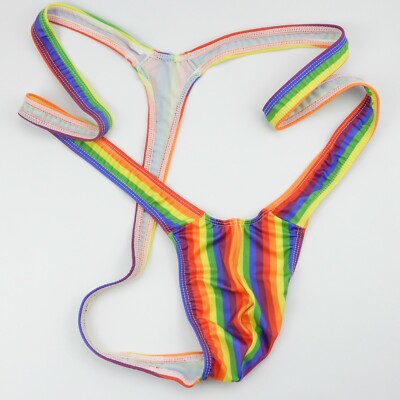 K4974 K497 Mens Stretch Suspender Sexy Borat Mankini Costume Multi Prints