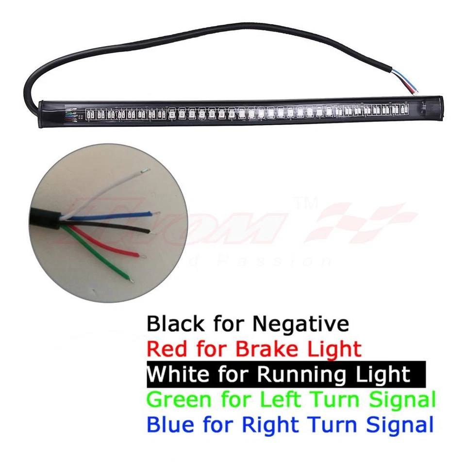 Barra de tira de luz trasera de señal de giro de parada de freno integrada 4 piezas 8" para motocicleta 48 LED Foto 3 de 4