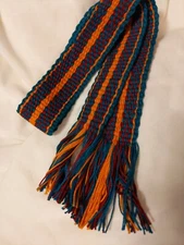 SALE! 93020206 Powder horn strap belt teal, burgundy, cheddar cotton 27" x1 1/2"