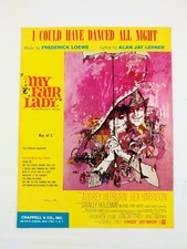 1956 My Fair Lady I Could Have Danced All Night Vintage Sheet Music Hepburn