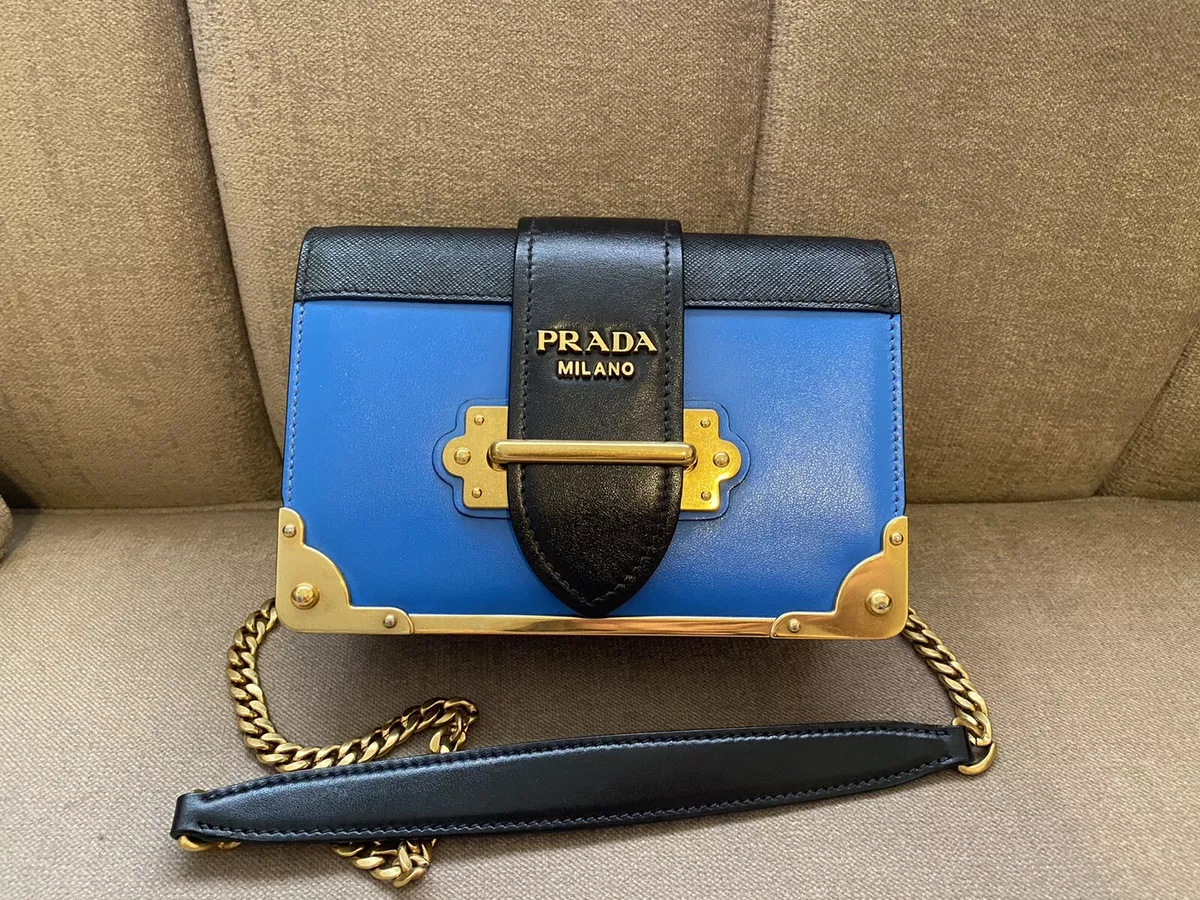 Prada Cahier Leather Black and White Shoulder Bag in 2023