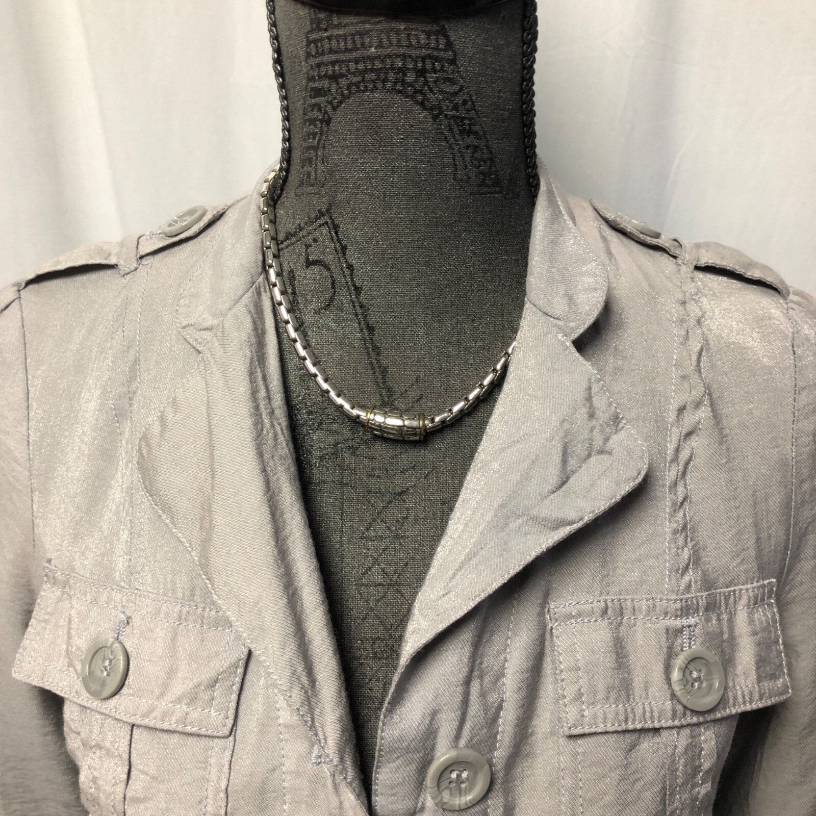 Basic Edge Jacket Womens Small Gray Shimmer Milit… - image 2