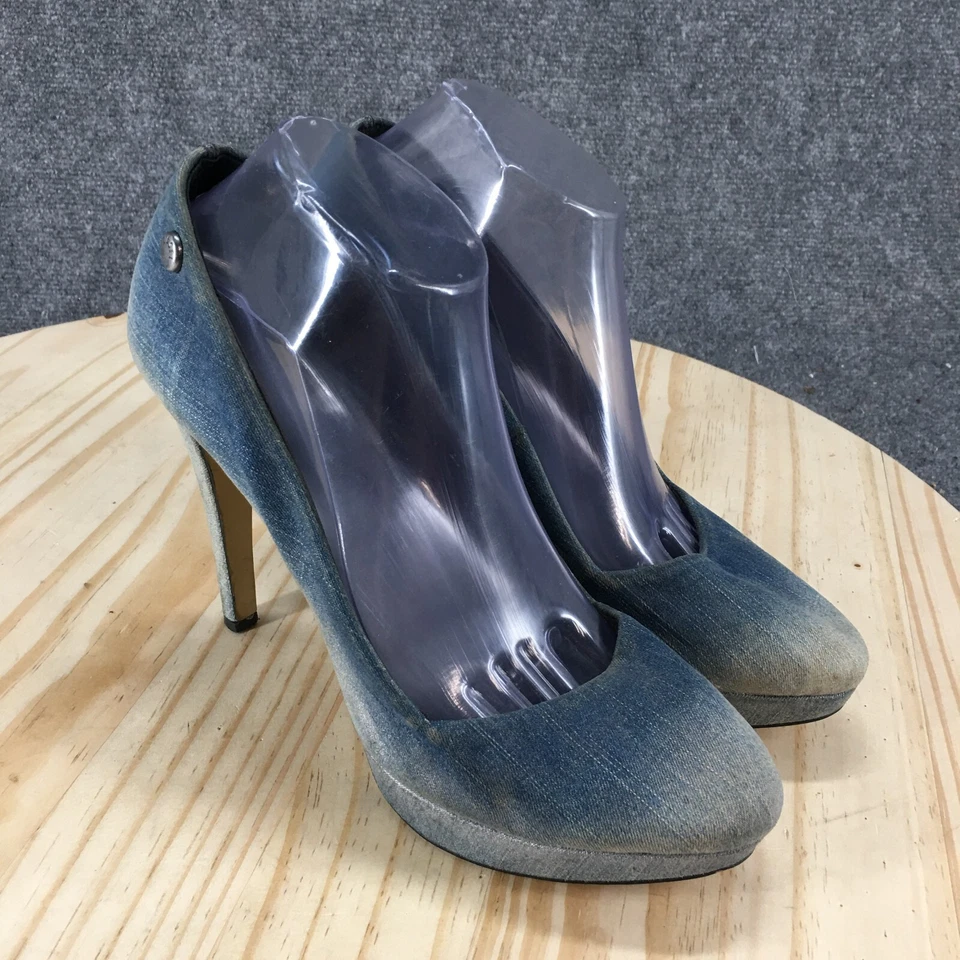 Diesel Heels Womens 41 Kristaly Casual Slip On Stiletto Platform Pumps Blue - Image 3 of 4