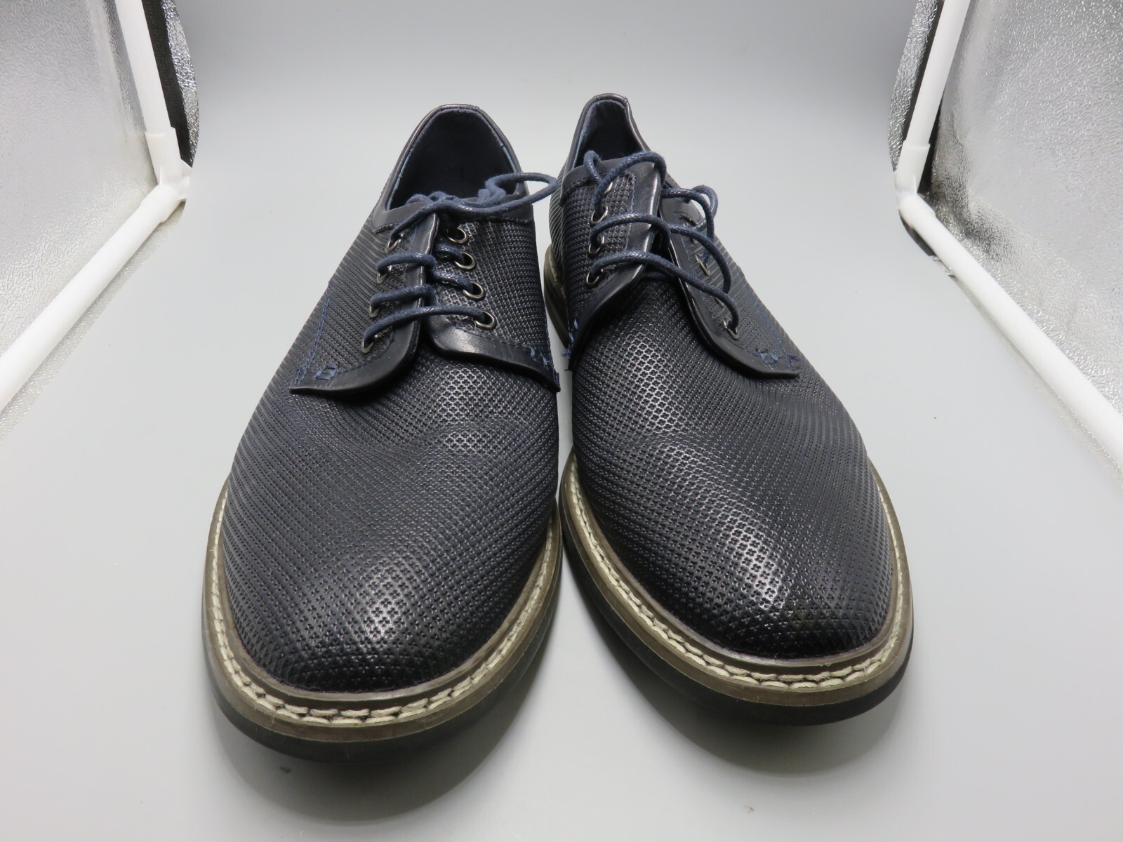 SAOLA Joseph Abboud Daytona scarpe eleganti uomo Oxford blu navy testurizzate taglia 8