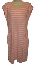 T by Talbots Coral White Stretchy Dress Size Small Pockets