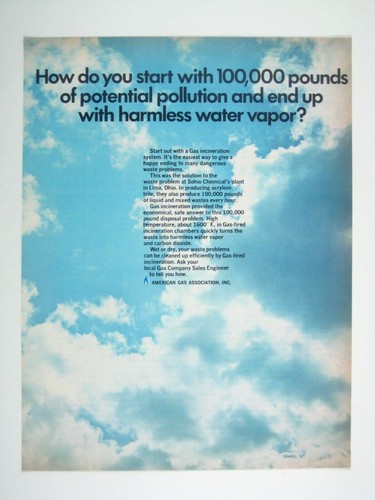 Vintage 1968 American Gas Association Print Ad Sky Clouds