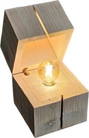 Tischleuchte Holz WÜRfel Vintage Tischlampe Lampe Leuchte