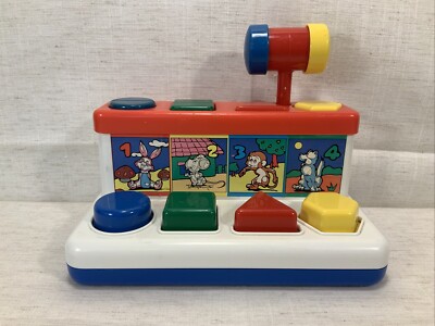 Toy Pop Up Shape Toy Learning Tool Hammer Mallet Animals Counting Kids Vintage