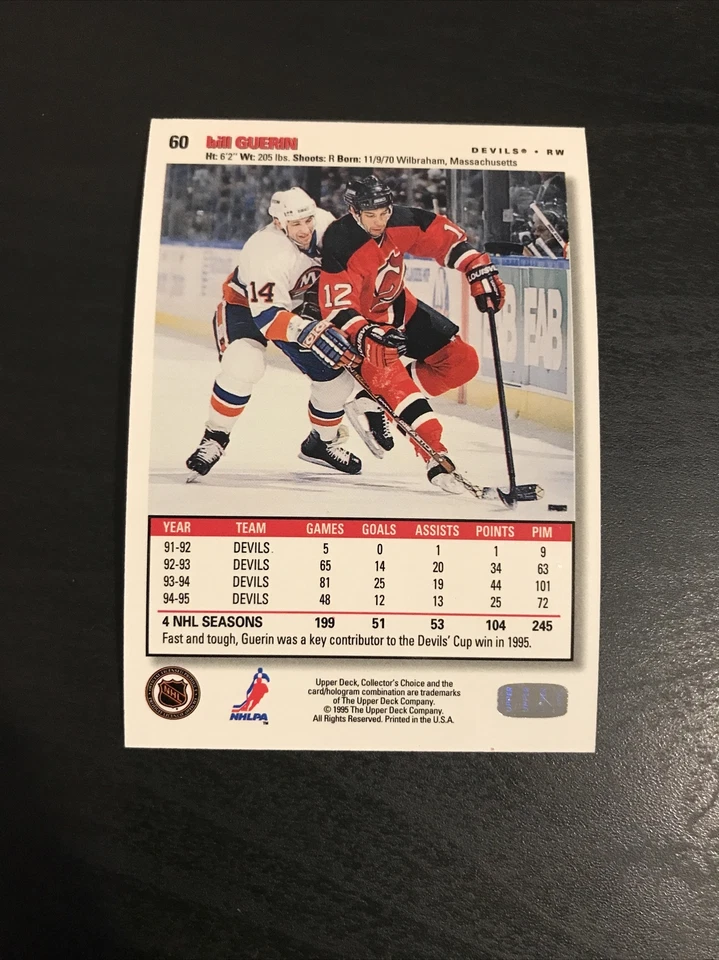 1995-96 Upper Deck Collector's Choice Platinum Player's Club #60 Bill Guerin - Image 2 of 2